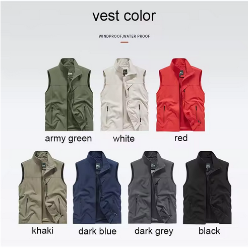 2025 New Fashion Men's Vest Windproof Solid Sleeveless Jacket Motorcycle Ourdoor Waterproof Biker Vest for Men Clothing