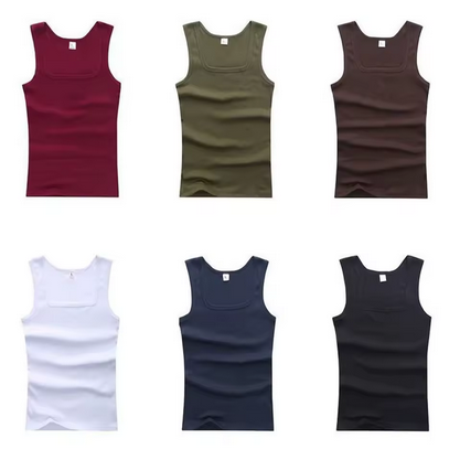2025 New Men's Pure Cotton Tight Vest Casual Sports Tank Tops Middle-aged Sleeveless Basic Tops Quick Drying Bodybuilding Vest
